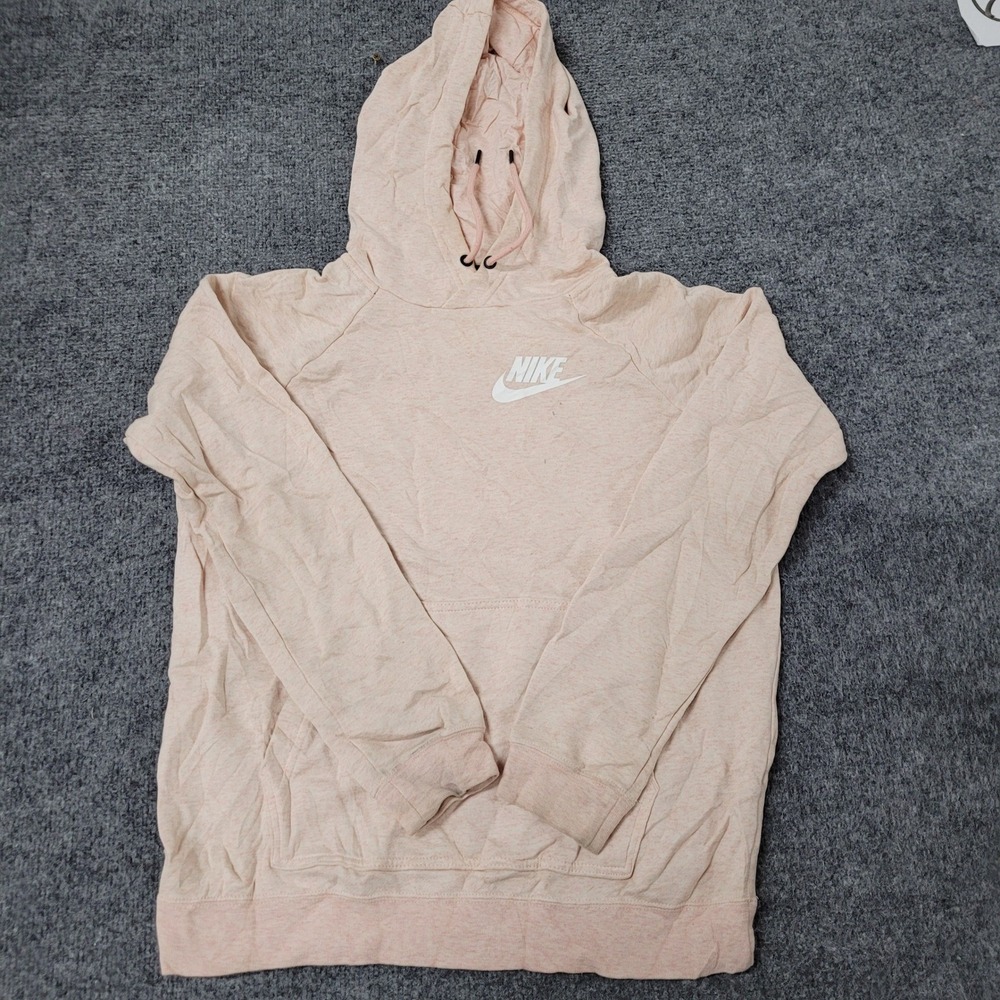 Nike Hoodie Womens Size S Pink Viscose Blend Pullover Logo Long Sleeve Athletic